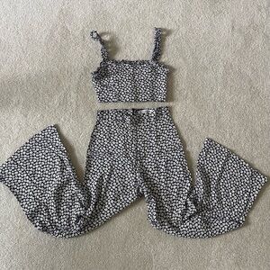 Reformation Black & White Floral Crop Top Set
